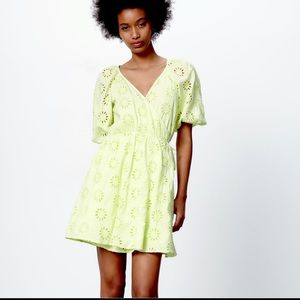 Zara openwork cut out eyelets embroidered dress cotton